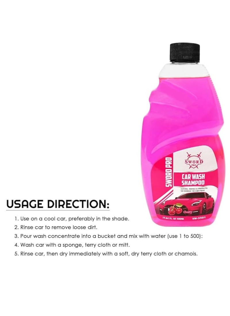 Sword Pro - 2-in-1 Car Shampoo and Polish, Powerful Formula for Removing Tough Dirt, Polishing, and Protecting Paint, Cherry Scent, 500 ml. - Image 1