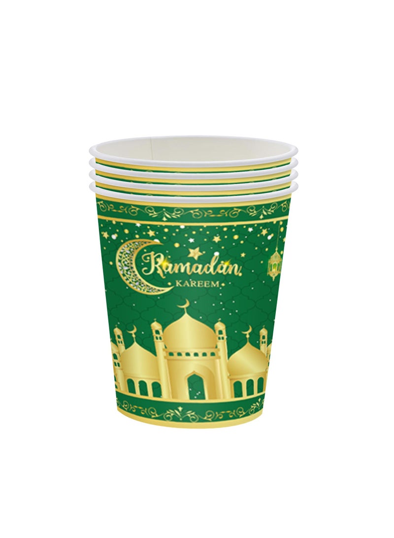 general 170 Pcs Ramadan Party Supplies Decorations For Home Eid Ramadan Mubarak Banner Black And Gold Plates And Napkins Set Disposable Paper Plates Napkins Banner Tablecloth For Ramadan Party Decorations - Image 3