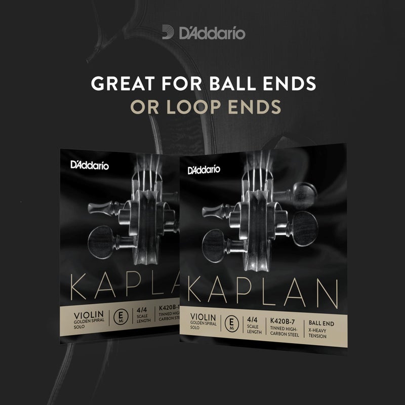 D'Addario D'Addario Kaplan Golden Spiral Solo Violin String - Single E String - K420B-3 - Violin Strings - 4/4 Scale, Medium Tension, Ball End  - Image 2