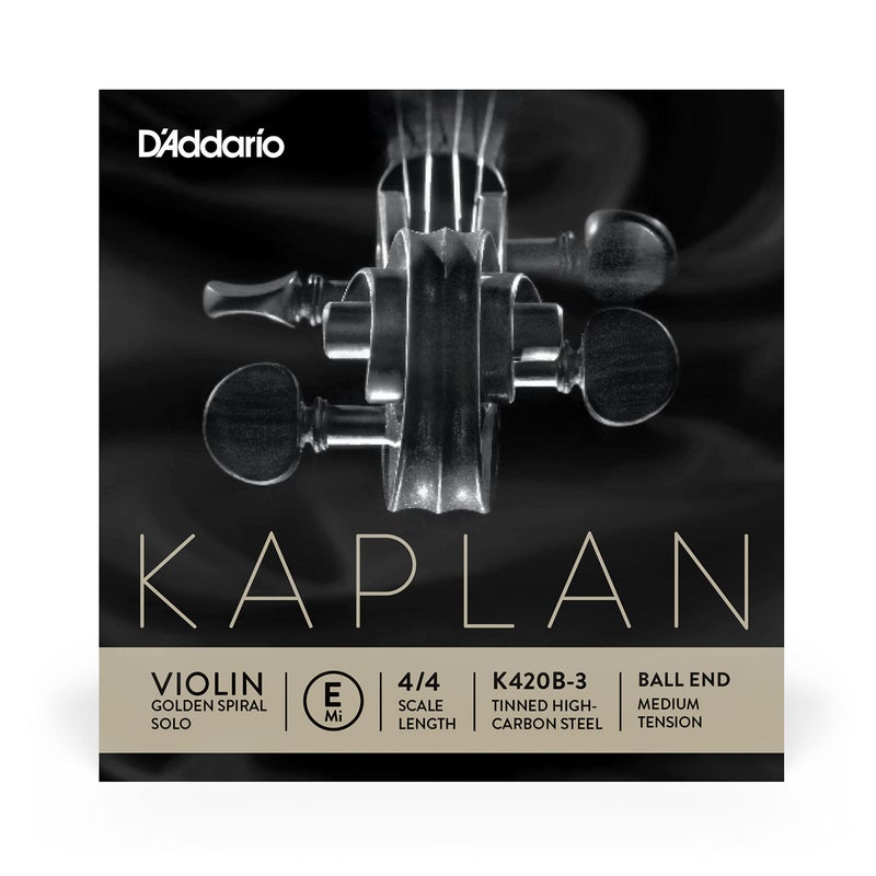 D'Addario D'Addario Kaplan Golden Spiral Solo Violin String - Single E String - K420B-3 - Violin Strings - 4/4 Scale, Medium Tension, Ball End  - Image 1
