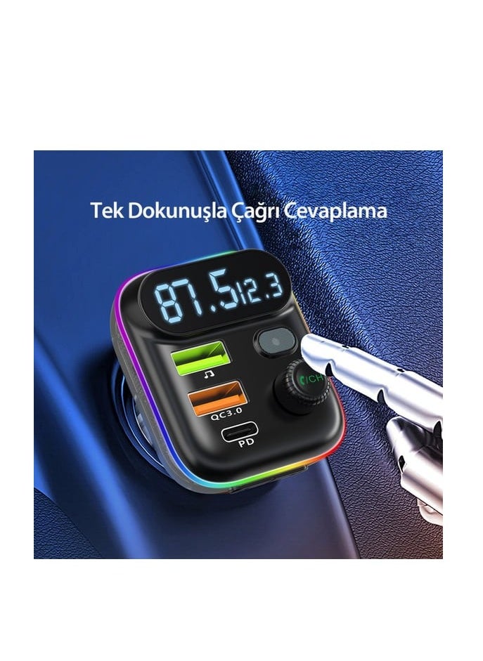 Earldom "EARLDOM M80 Bluetooth USB 3.0 and Type-C PD Fast Charge FM Transmitter Black"  - Image 5