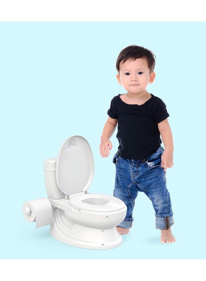 Toylet Potty Training Toilet Seat | Toddler Potty Training with Comfy Seat Cover, Tank Storage & Paper Roll Holder | Easy to Empty and Clean | Soft & Comfortable Potty Trainer for Boys & Girls (White) - Image 5