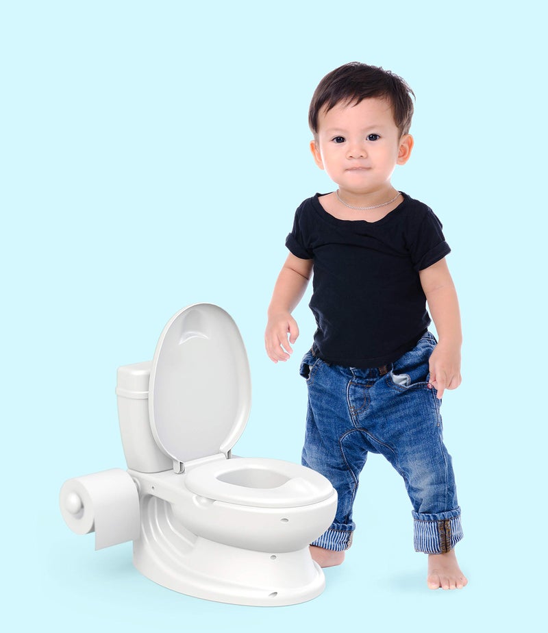 Toylet Potty Training Toilet Seat | Toddler Potty Training with Comfy Seat Cover, Tank Storage & Paper Roll Holder | Easy to Empty and Clean | Soft & Comfortable Potty Trainer for Boys & Girls (White) - Image 3