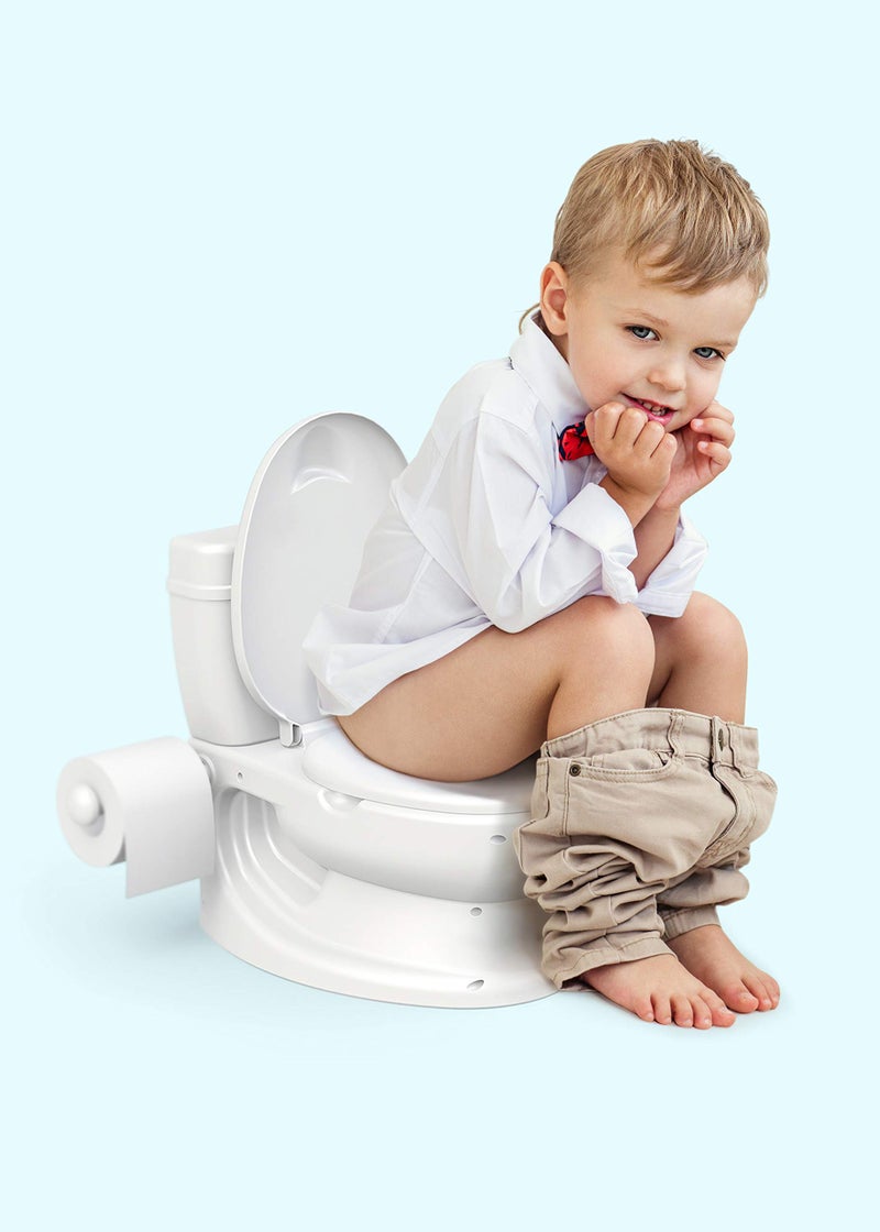 Toylet Potty Training Toilet Seat | Toddler Potty Training with Comfy Seat Cover, Tank Storage & Paper Roll Holder | Easy to Empty and Clean | Soft & Comfortable Potty Trainer for Boys & Girls (White) - Image 2