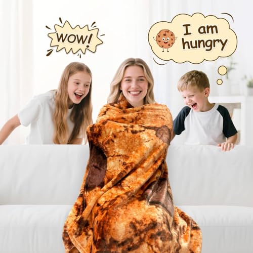mermaker Cookies Blanket 80 inches for Adult Kids, Realistic Cookies Throw Blanket Funny Gifts for Women Men Teen Boy Girl, 285 GSM Soft Flannel Food Wrap Blanket for Christmas Birthday Gifts - Image 2