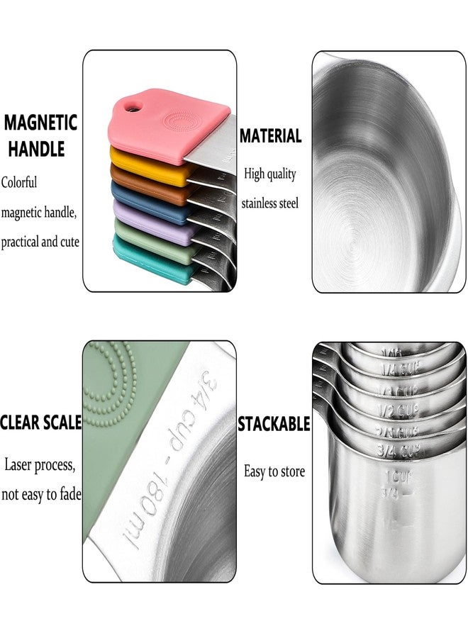 Turewin Magnetic Measuring Cups Set Includes 7 Stainless Steel Magnetic Measuring Cups and 3 Mixing Bowls with Wooden Lids Kitchen Measuring Tools for Cooking or Baking - Image 3