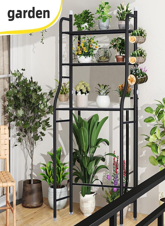 0TO1 TECH Toilet Storage Shelf 3-Story Bathroom Storage Shelf Bathroom Organizer No Drilled Toilet Organizer Black - Image 2