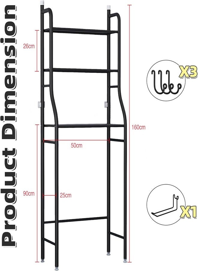 0TO1 TECH Toilet Storage Shelf 3-Story Bathroom Storage Shelf Bathroom Organizer No Drilled Toilet Organizer Black - Image 3