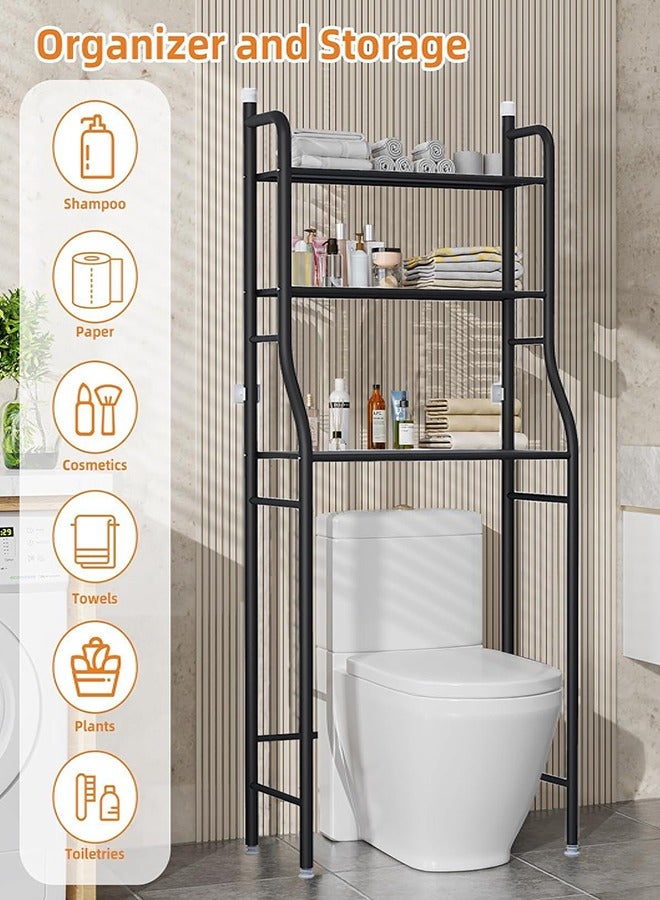 0TO1 TECH Toilet Storage Shelf 3-Story Bathroom Storage Shelf Bathroom Organizer No Drilled Toilet Organizer Black - Image 5