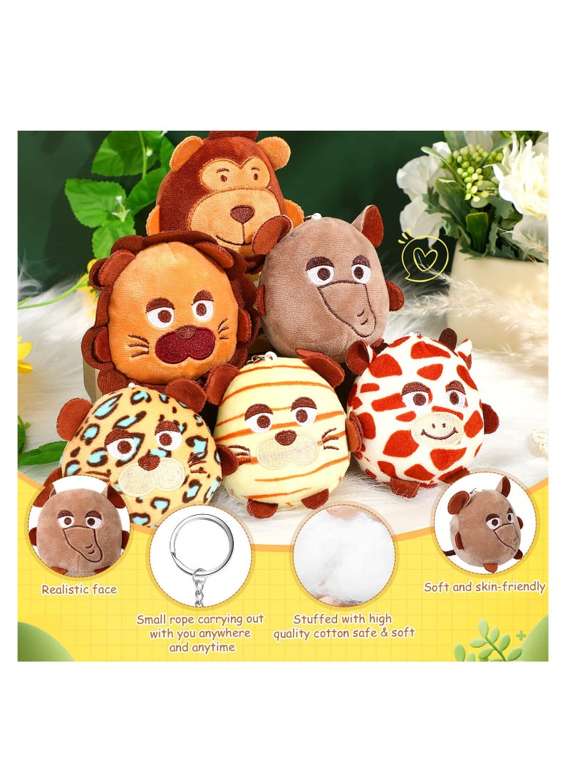 KASTWAVE 12 Pcs Mini Safari Stuffed Animal 4.7 Inch Jungle Wild Animals Plush with Keychain for Animal Themed Parties Teacher Studet Award - Image 5