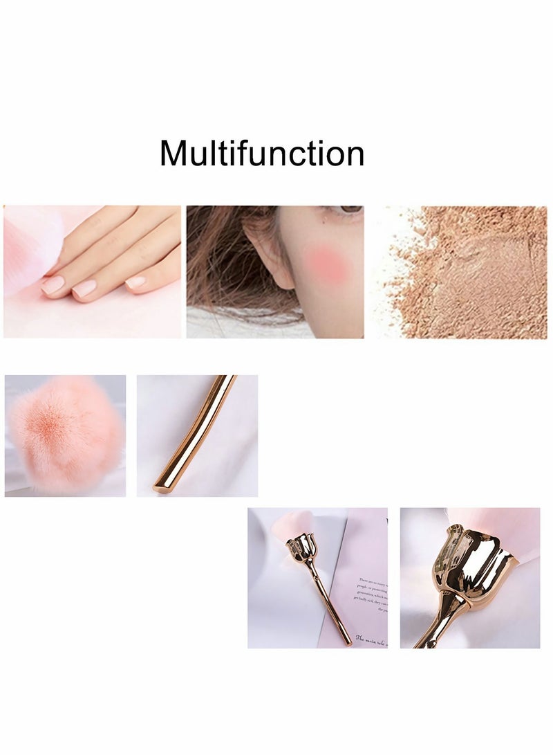 SOLARAE Nail Art Dust Brush, Pink Rose Soft Hair Manicure Dust Clean Brush, Suitable for Nail Cleaning Dust Brush, Loose Powder Blush Makeup Brush Tool (Pink) - Image 3