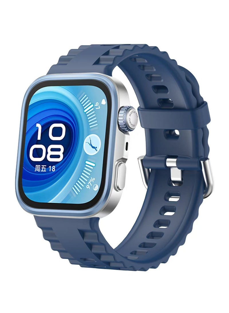DKNG For Huawei Watch Fit4 Pro/Fit4/Fit3 Silicone Wave Sport Band for Men/Women Blue  - Image 1