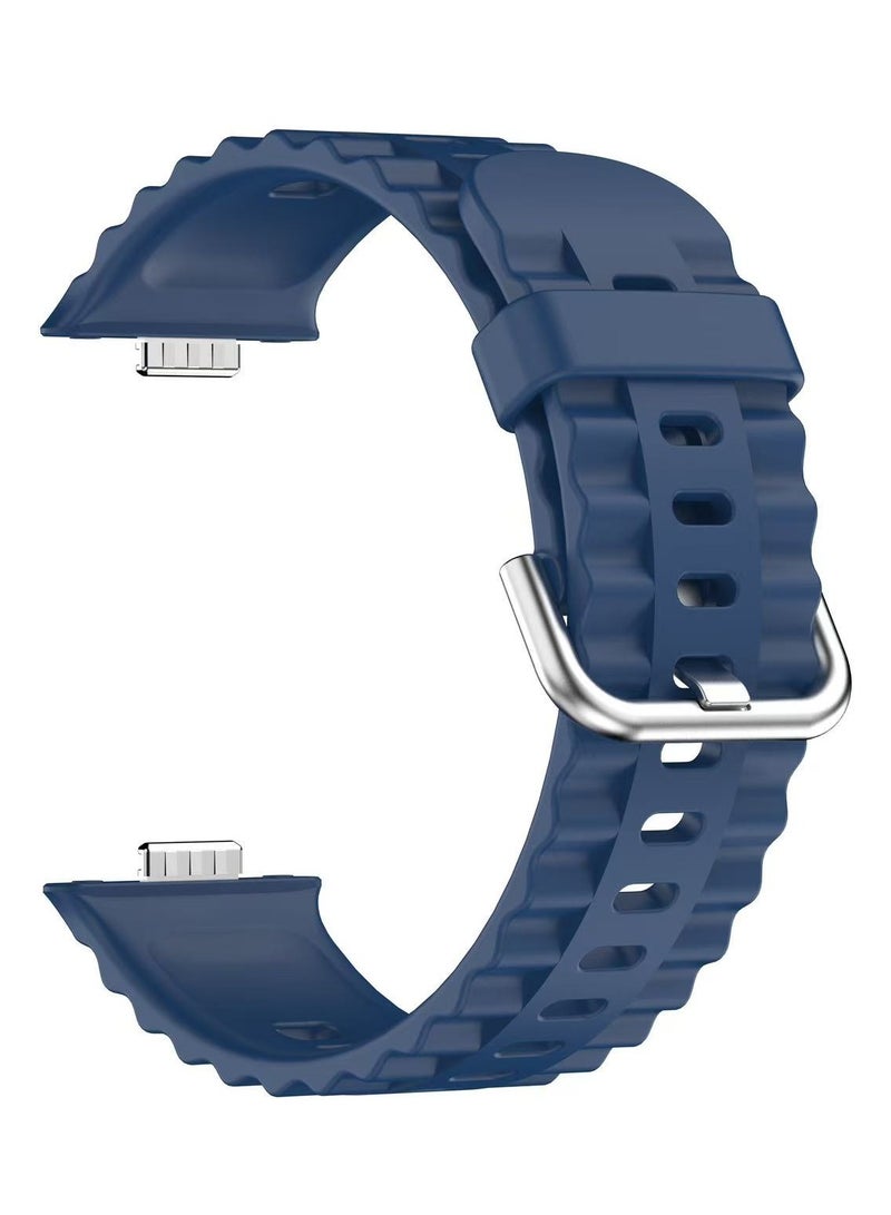 DKNG For Huawei Watch Fit4 Pro/Fit4/Fit3 Silicone Wave Sport Band for Men/Women Blue  - Image 2