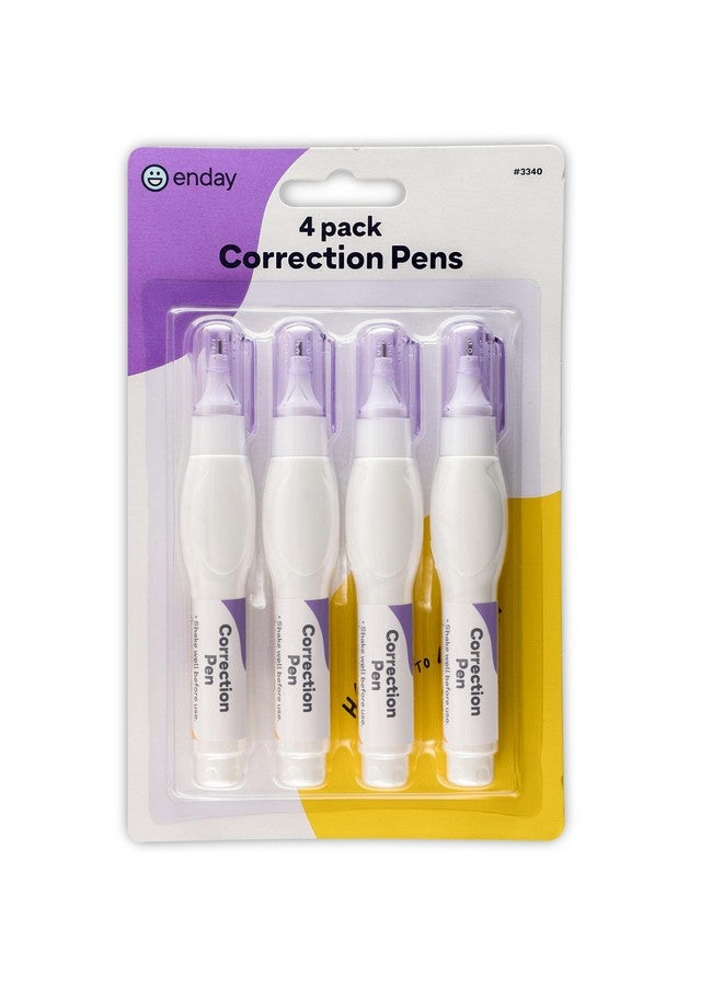 Emraw Correction Pen White Out Liquid Pen Multi-Purpose Whiteout With Metal Tip - For School, Office & Home 7 Ml Correction Fluid (Pack Of 4) - By Enday - Image 1