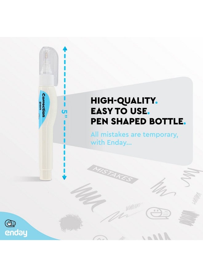 Emraw Correction Pen White Out Liquid Pen Multi-Purpose Whiteout With Metal Tip - For School, Office & Home 7 Ml Correction Fluid (Pack Of 4) - By Enday - Image 5