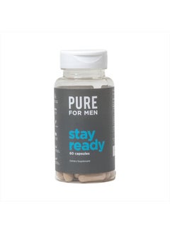 PURE FOR MEN Original Cleanliness Stay Ready Fiber Supplement | Helps Promote Digestive Regularity | Psyllium Husk, Aloe Vera, Chia Seeds, Flaxseeds | Proprietary Formula | 60 Vegan Capsules  - Image 1