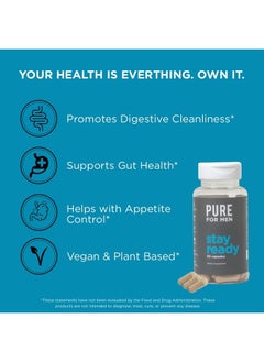 PURE FOR MEN Original Cleanliness Stay Ready Fiber Supplement | Helps Promote Digestive Regularity | Psyllium Husk, Aloe Vera, Chia Seeds, Flaxseeds | Proprietary Formula | 60 Vegan Capsules  - Image 5