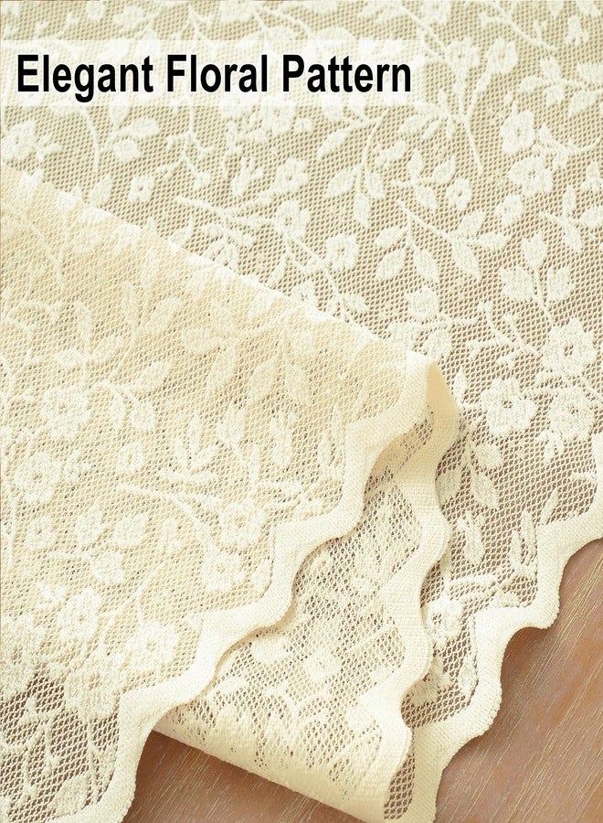 timecity Beige Lace Table Runner Boho Table Runner Vintage Rustic Cloth Runners for Living Room Home Dinning Table Decorations (14x87 inch,Tassel Included) - Image 2