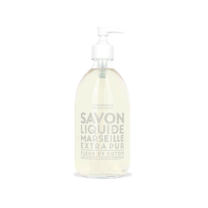 La Compagnie de Provence Compagnie de Provence Savon de Marseille Extra Pure Liquid Soap - Cotton Flower - 16.7 Fl Oz Glass Pump Bottle - Image 1