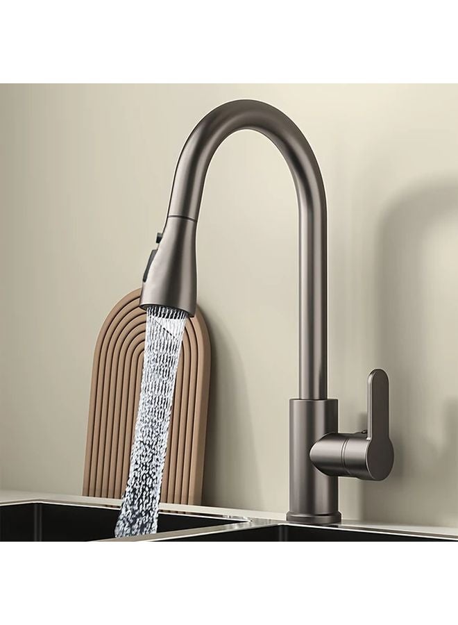 Brushed Kitchen Faucet With Pull Down Sprayer Hot Cold Water Single Hole Installation - Image 2