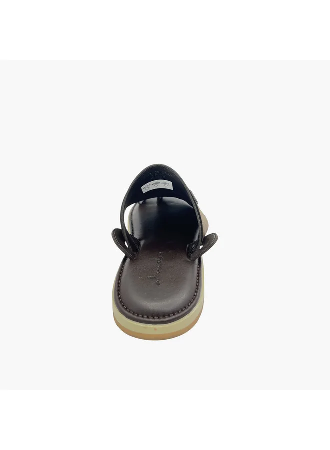 Al Waha Men's Textured Slip-On Arabic Sandals with Toe Loop