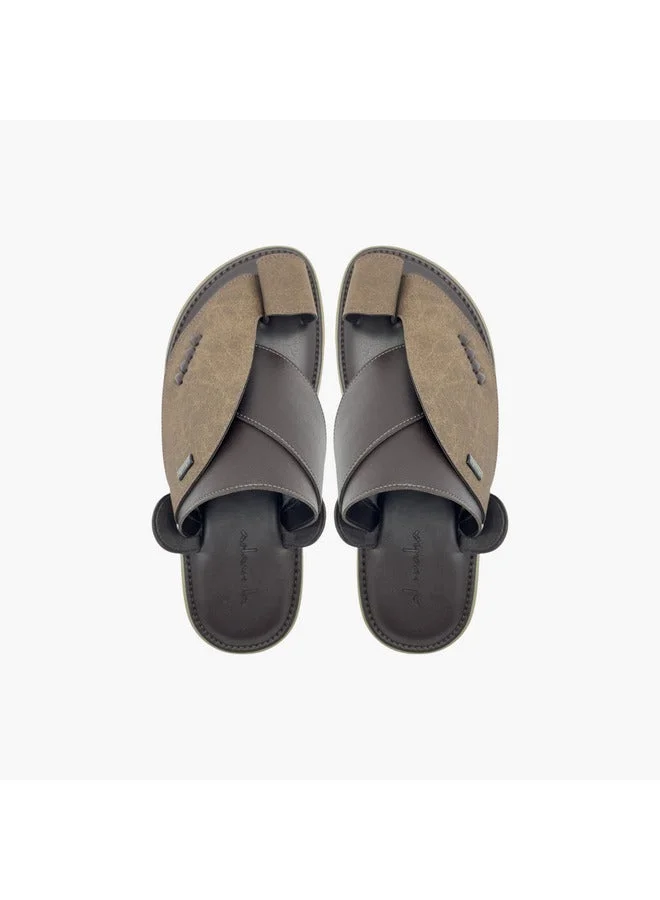 Al Waha Men's Textured Slip-On Arabic Sandals with Toe Loop