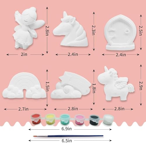 Funto Paint Your Own Unicorn Painting Kit, Arts and Crafts Set, STEAM Project Creative Activity DIY Toys, with 6 Figurines, 6 Paint Pots, 1 Brush - Image 4