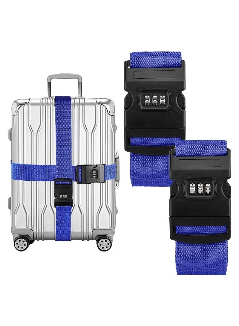 2 Pack Luggage Straps, Locking Buckle Strap Adjustable Waist Belt For Suitcase With Travel Belt Accessory (Blue)  - Image 1