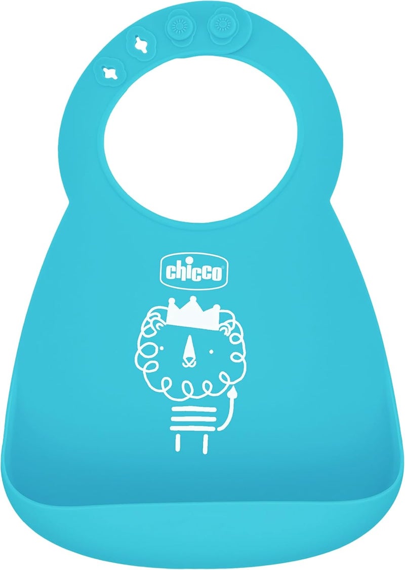 Chicco Easy Start Silicone Feeding Set | Dishes for Baby-Led Weaning | Suction Bowl | Adjustable Silicone Bib | Soft Silicone Spoon | BPA-Free | 3 Piece Set | 6m+ | Teal - Image 5