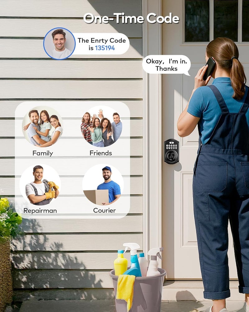 TEEHO TE003 Keyless Entry Keypad Door Lock with Handle, Electronic Digital Smart Locks for Front Door, Smart Door Knob with Code for Bedroom with Interior Locks, Auto Lock, Passage Mode, Matte Black - Image 5