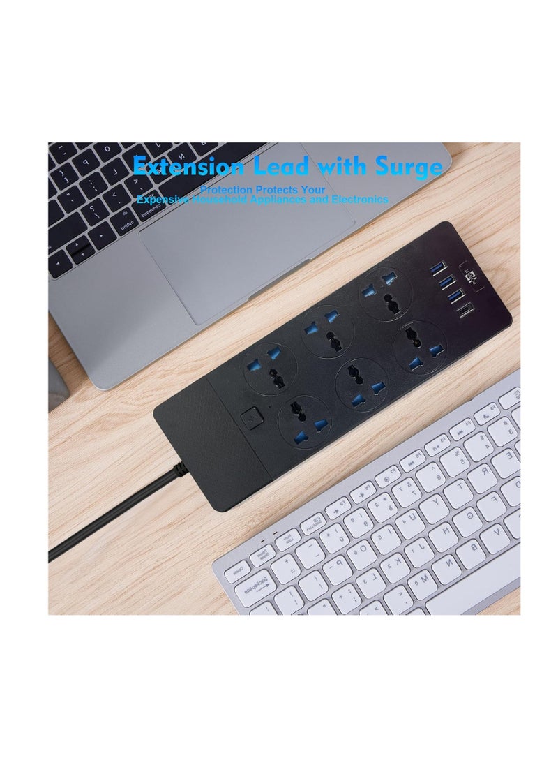 SUN SHINE Power Strips Extension Cord 6 Outlets, UK Plug Universal Plug  - Image 3