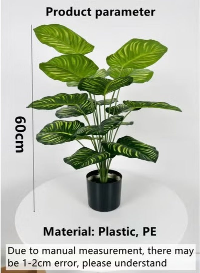 كوتيس 1 قطعة نبات صناعي مع وعاء لديكور الحديقة المنزلية أخضر / أسود 60 سم - Image 3