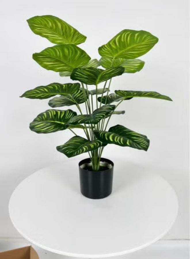 كوتيس 1 قطعة نبات صناعي مع وعاء لديكور الحديقة المنزلية أخضر / أسود 60 سم - Image 1