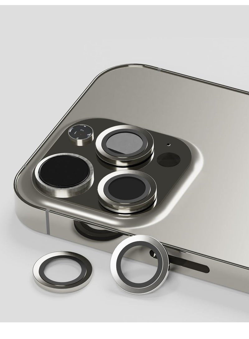 ELTRAZONE Camera Lens Protectors for iPhone 15 Pro and 15 Pro Max, Aluminum Edging AR Lens Defender Scratch-Resistant, Transparent Camera Glass Grade Protective Cover (Natural Titanium) - Image 5