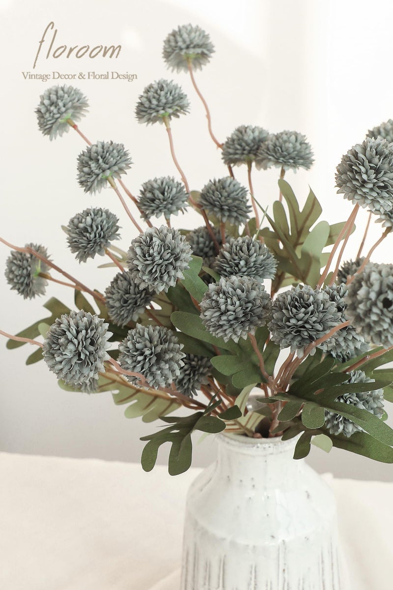 Floroom 5pcs Dusty Sage Green Faux Silk Mums Artificial Flowers, Bulk Fake Small Mini Chrysanthemums with Stems for DIY Wedding Centerpieces Floral Arrangements Vase Fillers Home Decorations - Image 4