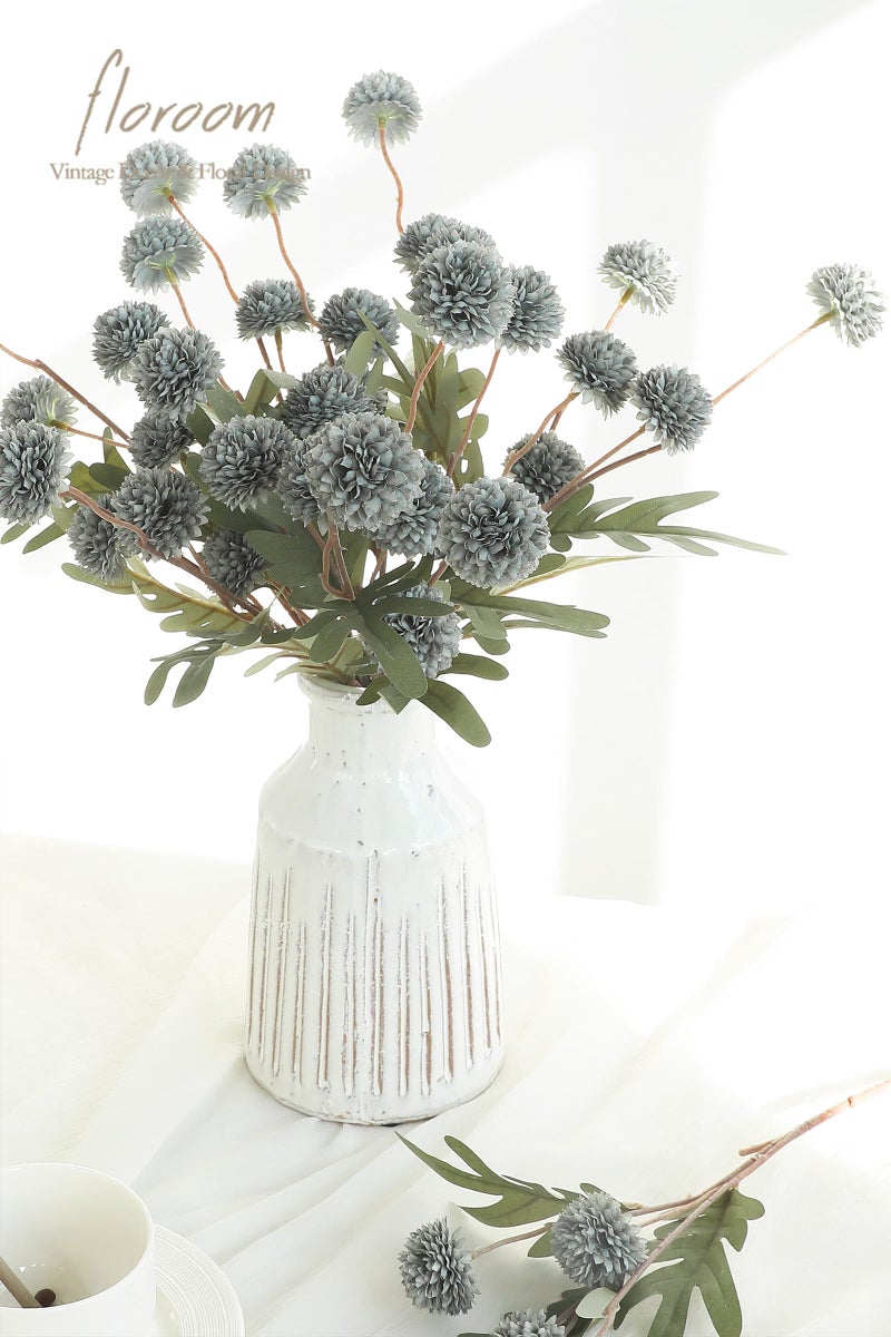 Floroom 5pcs Dusty Sage Green Faux Silk Mums Artificial Flowers, Bulk Fake Small Mini Chrysanthemums with Stems for DIY Wedding Centerpieces Floral Arrangements Vase Fillers Home Decorations - Image 2