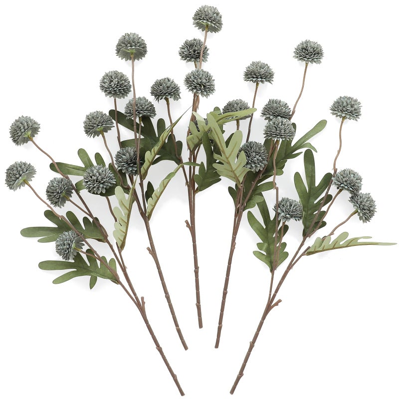 Floroom 5pcs Dusty Sage Green Faux Silk Mums Artificial Flowers, Bulk Fake Small Mini Chrysanthemums with Stems for DIY Wedding Centerpieces Floral Arrangements Vase Fillers Home Decorations - Image 1
