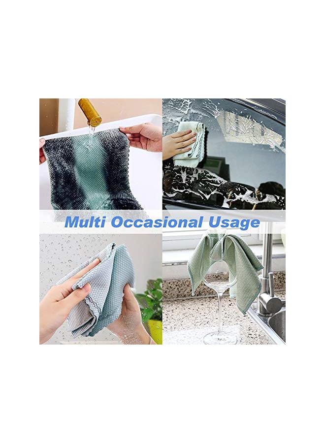 promass Reusable Microfiber Cleaning Cloth 5 Pack, Fish Scale Cleaning Cloth Nanoscale Cloth, Lint Free Household Kitchen Towel for Glass Windows Mirrors, Dish, Assorted Color (15.75 x 11.81 in) - Image 4