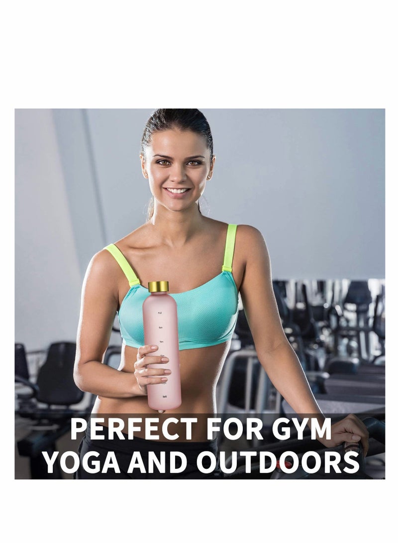 KASTWAVE Water Bottle with Time Marker, 32oz 1 Liter, BPA Free Frosted Plastic, Portable Reusable Fitness Sport - Image 3