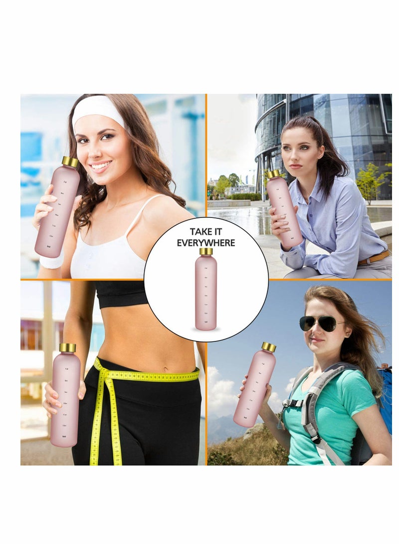 KASTWAVE Water Bottle with Time Marker, 32oz 1 Liter, BPA Free Frosted Plastic, Portable Reusable Fitness Sport - Image 4