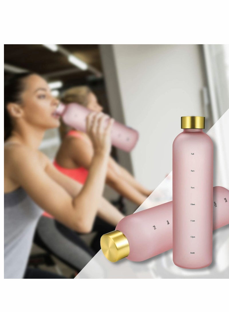 KASTWAVE Water Bottle with Time Marker, 32oz 1 Liter, BPA Free Frosted Plastic, Portable Reusable Fitness Sport - Image 5