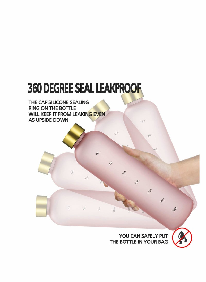 KASTWAVE Water Bottle with Time Marker, 32oz 1 Liter, BPA Free Frosted Plastic, Portable Reusable Fitness Sport - Image 2