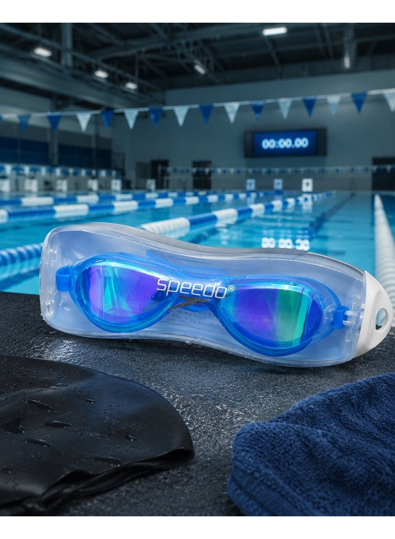 speedo Premium Mirrored Professional Swimming Goggles with Twist Lock Protective Case - Image 2