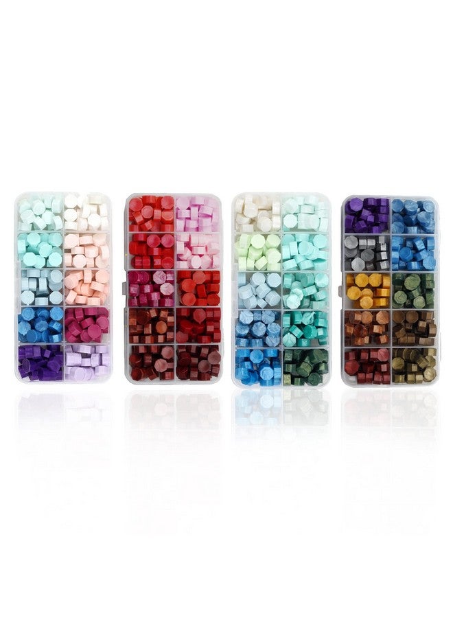 جوييي 800 قطعة شمع لأختام الطوابع، 4 صناديق ختم خرز الشمع لإذابة الشمع، مثالية لحزم النبيذ، ختم الحروف، دعوات الزفاف، مغلفات، هدايا عيد الميلاد للنساء والرجال والأب - Image 1