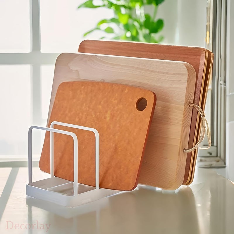 Decorlay Multipurpose Kitchen Plate Stand Dish PanPot Lid Utensils Holder Space Saving Chopping Board Holder Corner Shelf Rack Cabinet Organizer White Pack of 2 - Image 5