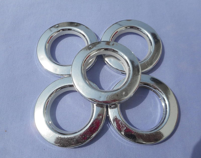 Chandrabadni Cbadni Decor Plastic Curtain Heavy Eyelet Rings 2 Inches with Lock Silver Colour Pack of 32 Pcs - Image 4
