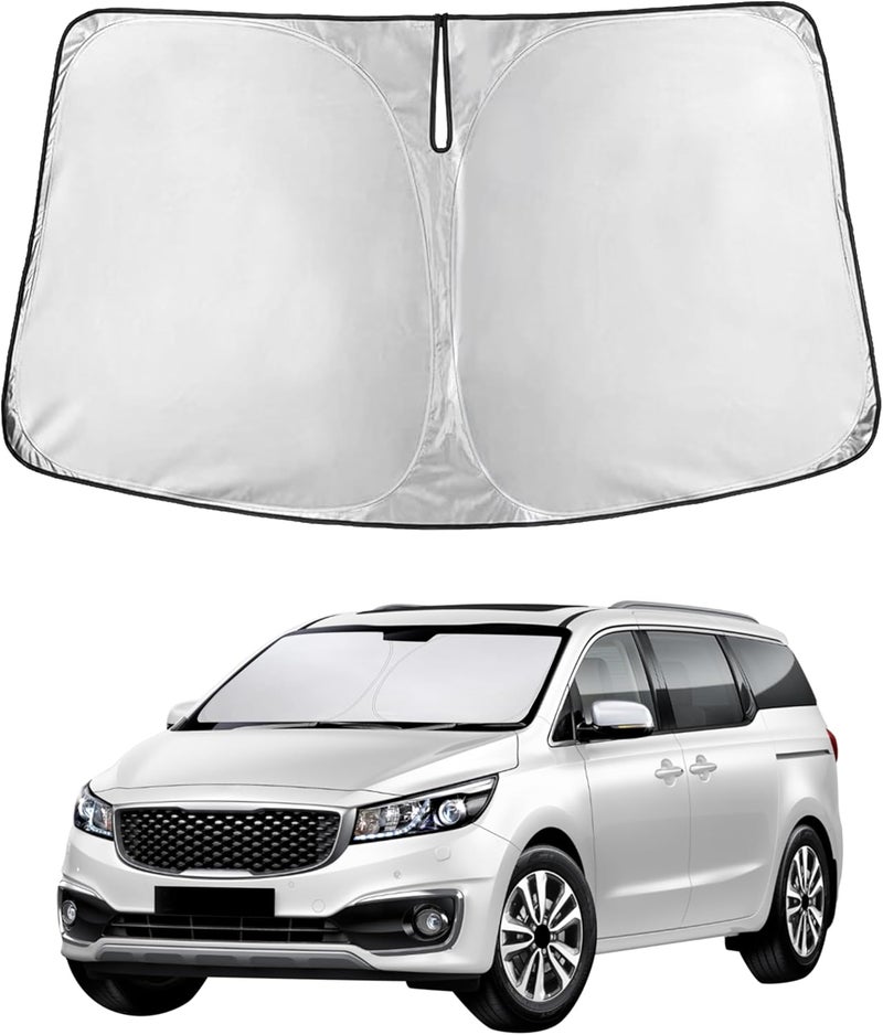 EcoNour Windshield Sunshade for Kia Carnival 2015–2021 | Custom Fit Front Window Sun Shade | Blocks Harmful UV Rays & Reduces Heat | Foldable Sun Visor with Storage Pouch - Image 1