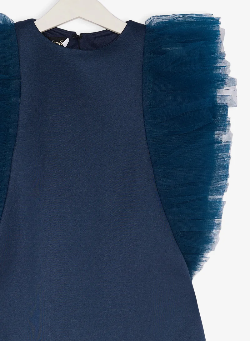 Little Golden Apple Little Ruffle Shoulder Dress