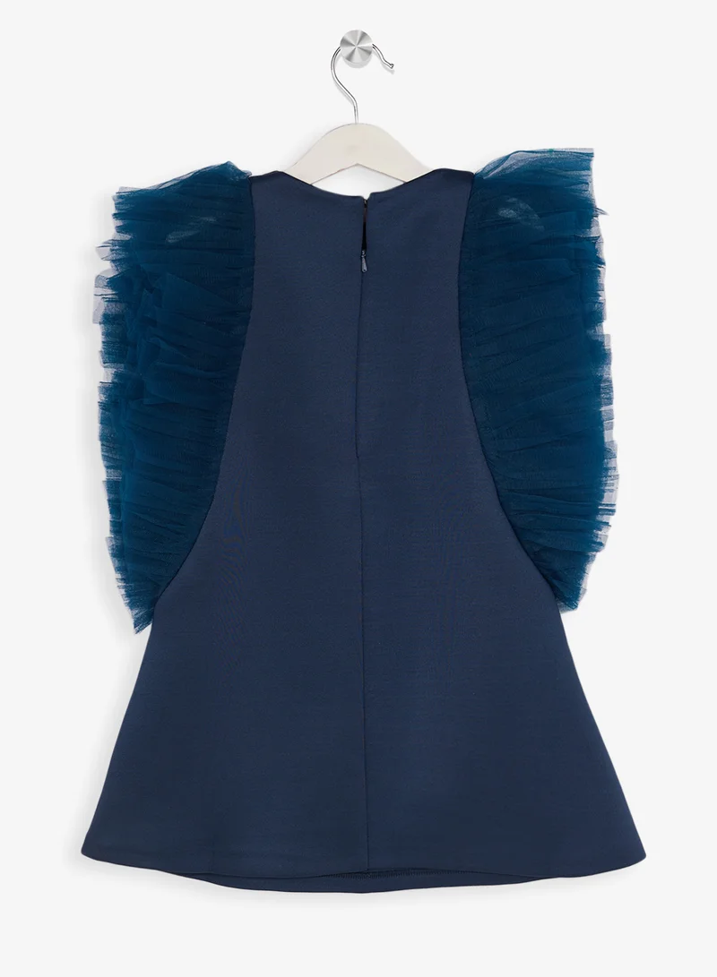 Little Golden Apple Little Ruffle Shoulder Dress