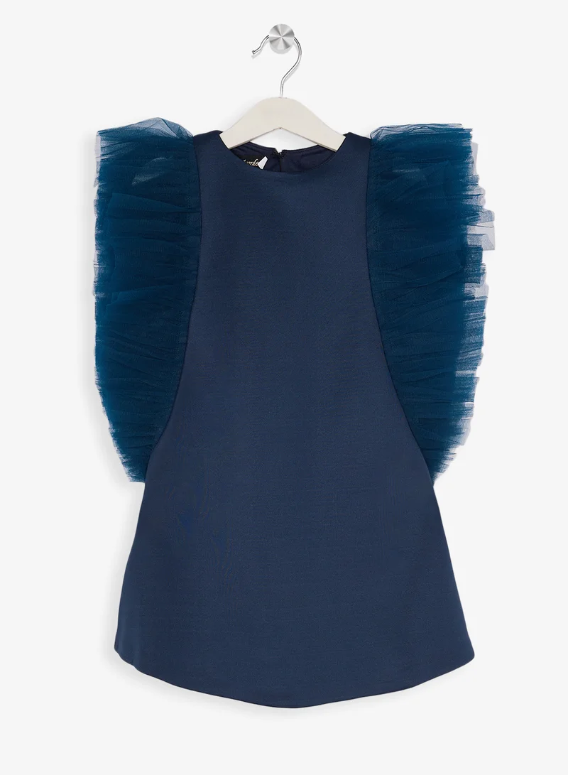 Little Golden Apple Little Ruffle Shoulder Dress